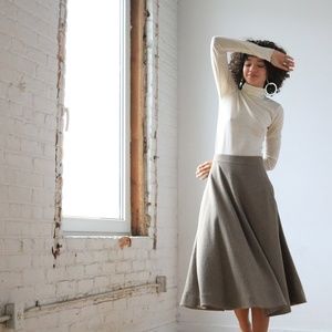 Wool Midi Knit Skirt